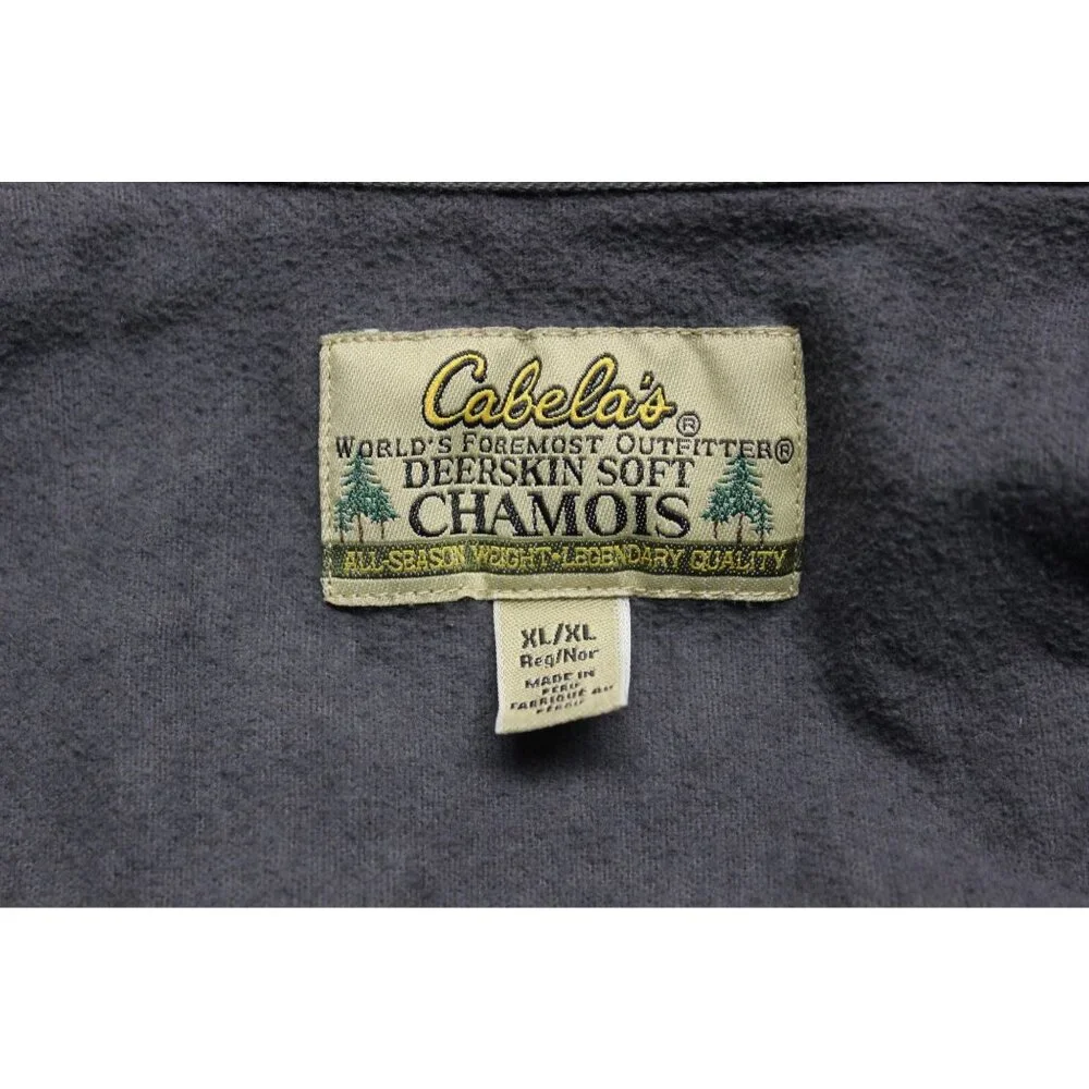 Cabela's men's gray deerskin soft cotton chamois button down long sleeve shirt‎